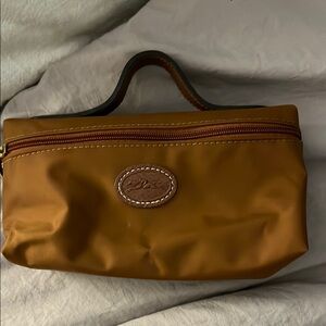 Longchamp Tan Leather Cosmetic Bag